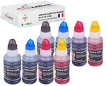 8 recharges 102 compatibles pour imprimantes epson ecotank - 2 noir + 2 cyan + 2 magenta + 2 jaune