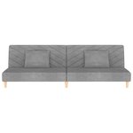 vidaXL Canapé-lit à 2 places avec deux oreillers gris clair tissu