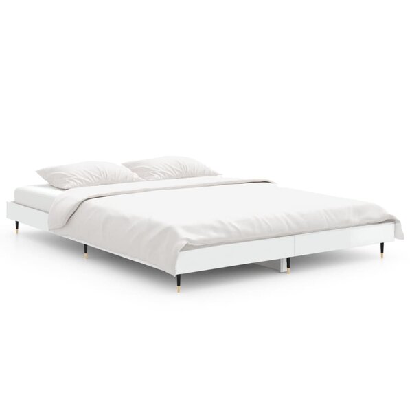 vidaXL Cadre de lit blanc brillant 140x190 cm bois d'ingénierie