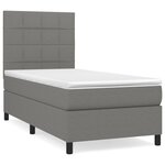 vidaXL Sommier à lattes de lit et matelas Gris foncé 90x190 cm Tissu