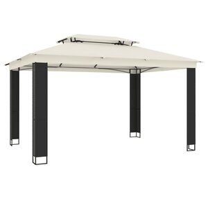 vidaXL Tonnelle à double toit crème 3 94x2 96 m acier