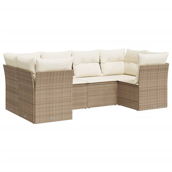 vidaXL Salon de jardin avec coussins 6 Pièces beige résine tressée
