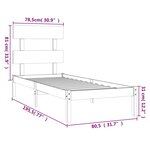 vidaXL Cadre de lit Noir Bois massif 75x190 cm Petit simple