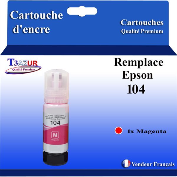 T3AZUR - Bouteille compatible avec Epson EcoTank ET-1810  ET-2710  ET-2711  ET-2712  ET-2713 - Magenta