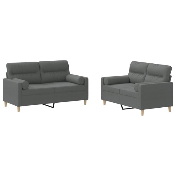 vidaXL Ensemble de canapés 2 Pièces coussins gris foncé tissu