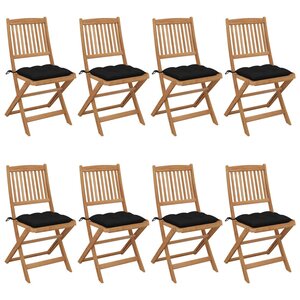 vidaXL Chaises pliables de jardin 8 Pièces avec coussins Bois d'acacia