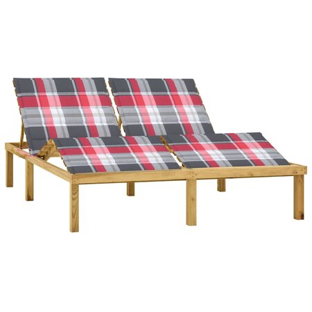 vidaXL Chaise longue double avec coussins Bois de pin imprégné