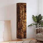 vidaXL Buffet haut Chêne fumé 34 5x34x180 cm Bois d'ingénierie