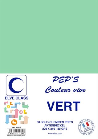 Pqt de 30 Sous-chemises 80 g 220 x 310 mm PEP'S Coloris Vifs Vert ELVE