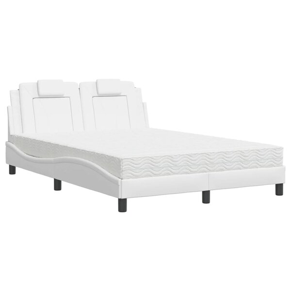 vidaXL Lit avec matelas blanc 140x200 cm similicuir