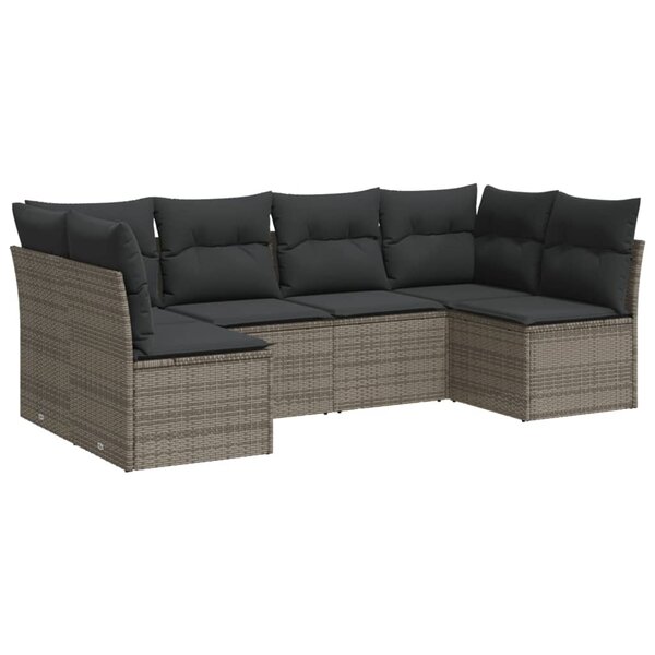 vidaXL Salon de jardin 6 Pièces avec coussins gris résine tressée