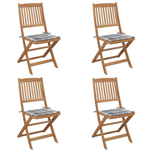 vidaXL Chaises pliables de jardin 4 Pièces avec coussins Bois d'acacia