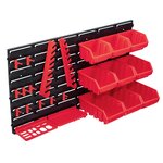 vidaXL Kit de bacs de stockage et panneaux muraux 34 Pièces Rouge et noir