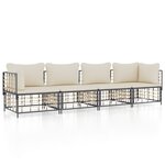 vidaXL Salon de jardin 4 Pièces avec coussins anthracite résine tressée