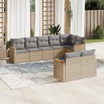 vidaXL Salon de jardin avec coussins 8 Pièces beige résine tressée