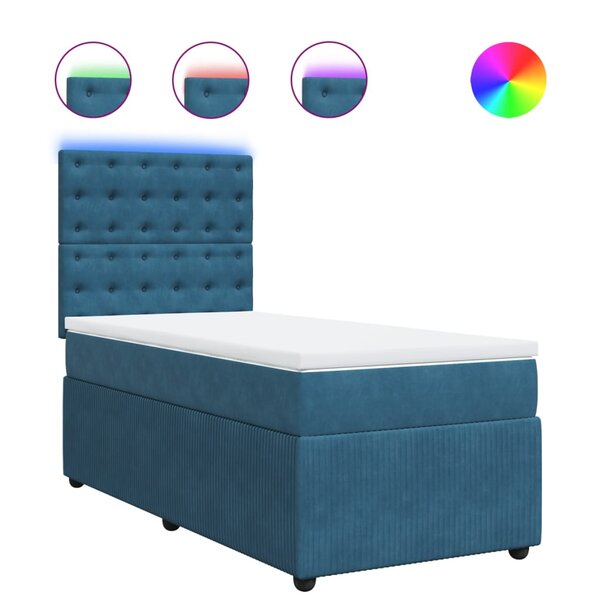 vidaXL Sommier à lattes de lit avec matelas bleu 80x200 cm velours
