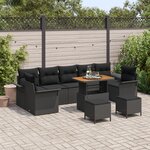 vidaXL Ensemble canapé jardin 10 pièces avec coussins noirs en rotin