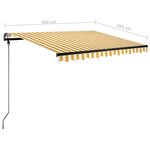 vidaXL Auvent manuel rétractable sur pied 300x250 cm Jaune/Blanc