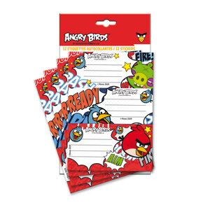 Angry birds - pochette 12 étiquettes autocollantes