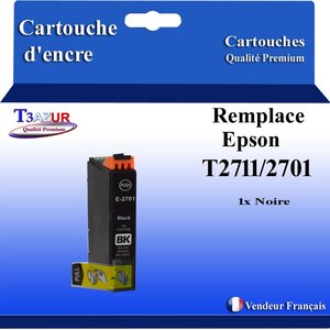 T3AZUR - Cartouche Compatible avec Epson WorkForce WF-3620DWF WF-3640DTWF remplace Epson T27XL Noir