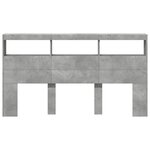vidaXL Armoire tête de lit avec LED gris béton 180x17x102 cm