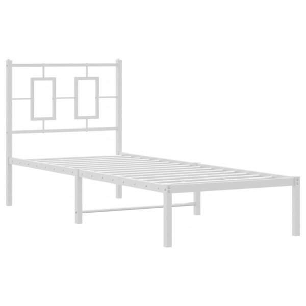 vidaXL Cadre de lit métal avec tête de lit blanc 75x190 cm