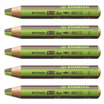 Crayon multi-talents woody 3 in 1 duo - vert clair-marron x 5 STABILO