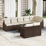 vidaXL Ensemble de salle à manger de jardin 8 pièces avec coussins gris en poly rattan