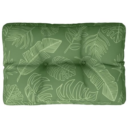 vidaXL Coussin de palette motif de feuilles 60x40x12 cm tissu