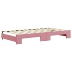 vidaXL Lit de jour avec gigogne et tiroirs rose 100x200 cm velours