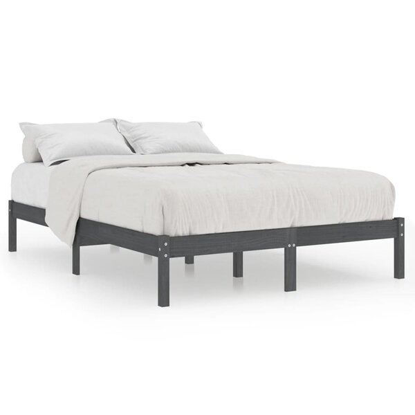 vidaXL Cadre de lit Gris Bois de pin massif 200x200 cm