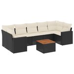 vidaXL Salon de jardin 8 Pièces avec coussins noir résine tressée