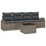 vidaXL Ensemble de canapés de jardin 5 pièces avec coussins gris en poly rotin
