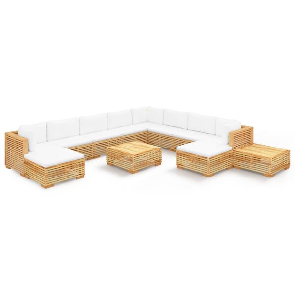 vidaXL Salon de jardin 12 Pièces avec coussins Bois de teck solide