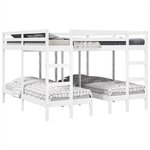 vidaXL Lit superposé triple blanc 140x200/70x140 cm bois de pin massif