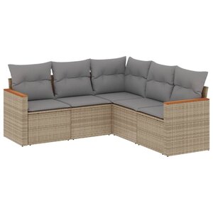 vidaXL Salon de jardin avec coussins 5Pièces mélange beige résine tressée