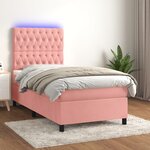 vidaXL Sommier à lattes de lit matelas et LED Rose 80x200 cm Velours