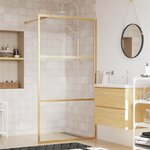 vidaXL Paroi de douche avec verre ESG transparent doré 115x195 cm