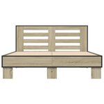 vidaXL Cadre de lit chêne sonoma 120x190 cm bois d'ingénierie et métal