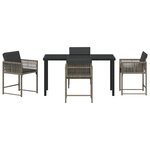 vidaXL Ensemble de Salle à Manger de Jardin de 5 Pièces avec Coussins Gris en Rattan Poly