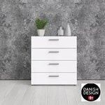 TVILUM Commode 4 tiroirs - Blanc - L 80 x P 40 x H 68,5 cm - TYHJA