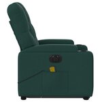 vidaXL Fauteuil inclinable de massage électrique Vert foncé Tissu