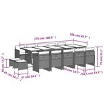 vidaXL Ensemble à manger de jardin avec coussins 15 Pièces marron rotin