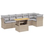 vidaXL Salon de jardin avec coussins 7 Pièces beige résine tressée