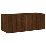 vidaXL Meuble TV mural avec lumières LED chêne marron 80x35x31 cm