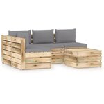 vidaXL Salon de jardin 5 Pièces avec coussins Bois imprégné de vert