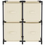 vidaXL Armoire de rangement 4 paniers en tissu Crème 63x30x71 cm Acier