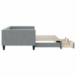 vidaXL Lit de jour avec gigogne et tiroirs gris clair 100x200 cm tissu