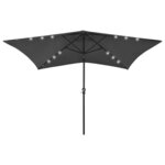 vidaXL Parasol avec LED et mât en acier Anthracite 2x3 m