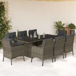 vidaXL Ensemble à manger de jardin 9 Pièces coussins gris résine tressée